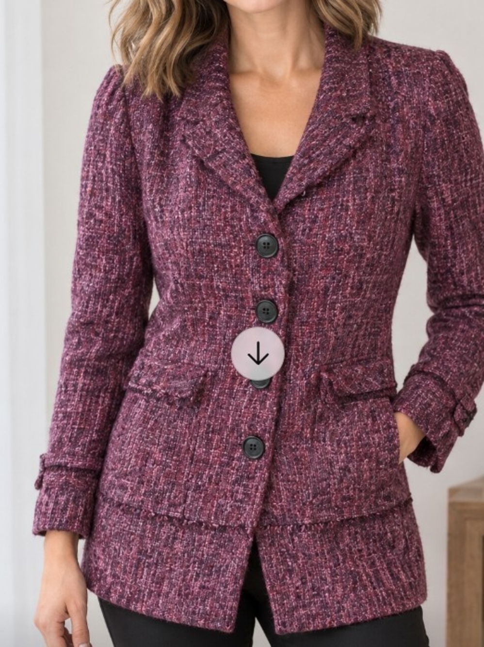 BCBGeneration Plum Tweed Wool Blend  Blazer Jacket Size S
